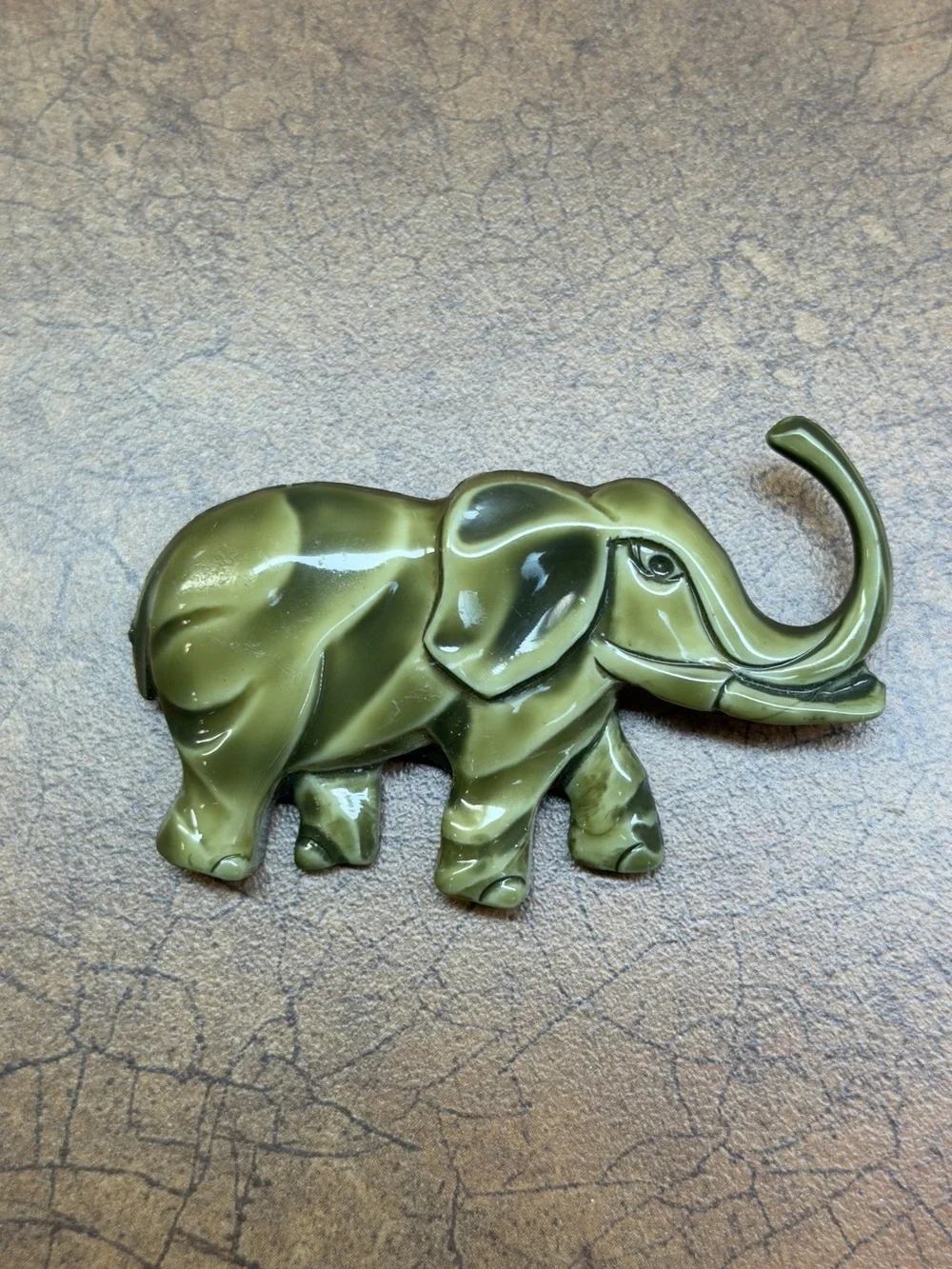 Olive Green Elephant Brooch